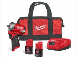 Milwaukee M12FIW38-202B 12V 2 x 2Ah 3/8 Brushless Stubby Impact Wrench Kit